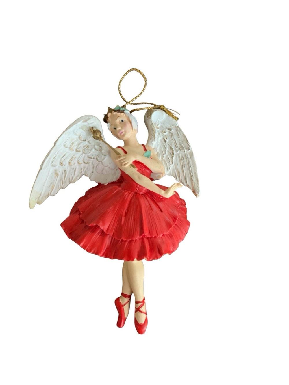 Ballerina Fairy Wings Christmas Holiday Ornament Ballet Dancer Red Vintage